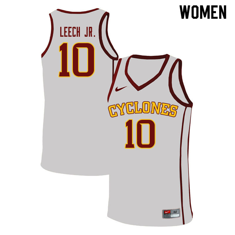 Women #10 Marcedus Leech Jr. Iowa State Cyclones College Basketball Jerseys Sale-White - Click Image to Close